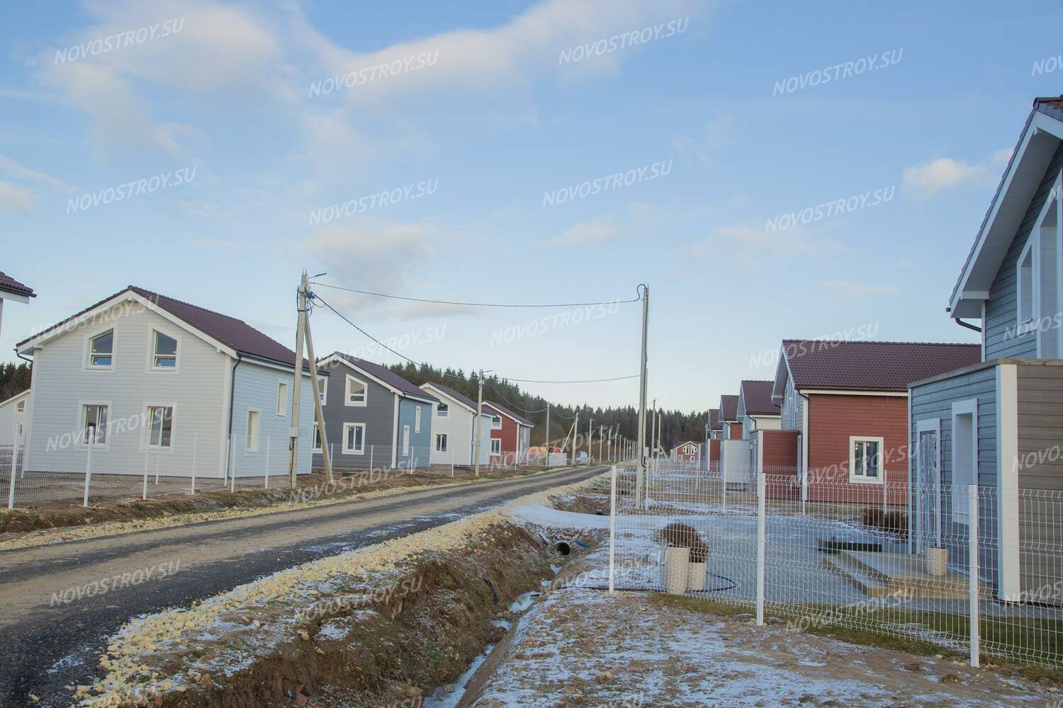 Фото и ход строительства коттеджного поселка Алапурские леса (Поселок  Гатчинские Поместья 2)