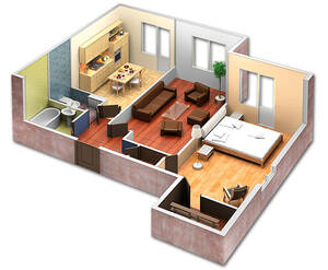 Планировка двухкомнатной квартиры ЖК  "Дубровка": вариант 1, тип Б