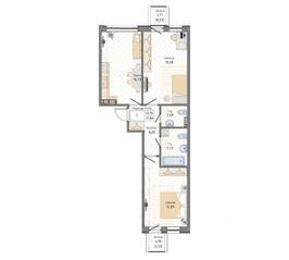 ЖК «Мануфактура James Beck», планировка 2-комнатной квартиры, 67.80 м²