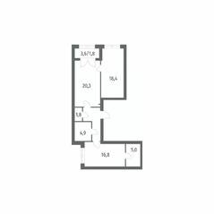 ЖК «Наука», планировка 2-комнатной квартиры, 76.13 м²