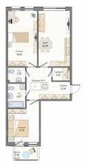 ЖК «Мануфактура James Beck», планировка 2-комнатной квартиры, 76.43 м²