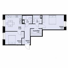 ЖК «iD Svetlanovskiy», планировка 2-комнатной квартиры, 65.71 м²