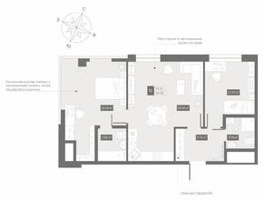 Апарт-отель «Zoom Черная речка», планировка 2-комнатной квартиры, 64.59 м²