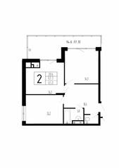 МЖК «Сказка», планировка 2-комнатной квартиры, 65.00 м²