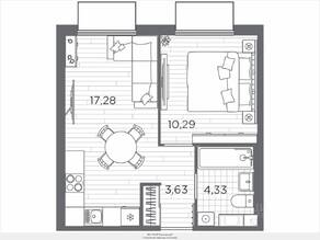 ЖК «Plus Пулковский», планировка 1-комнатной квартиры, 35.94 м²