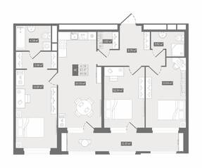 ЖК UP-квартал «Воронцовский», планировка 3-комнатной квартиры, 89.08 м²
