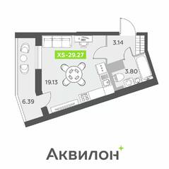 ЖК «Аквилон All in 3.0», планировка студии, 29.27 м²