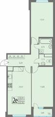 ЖК «Ясно. Янино», планировка 2-комнатной квартиры, 66.48 м²