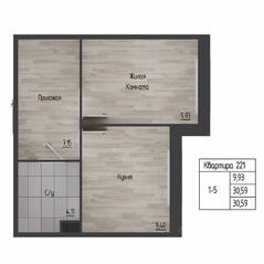 ЖК «Sertolovo Park», планировка 1-комнатной квартиры, 30.59 м²