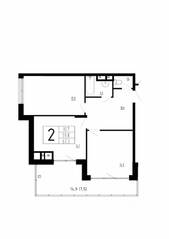 МЖК «Сказка», планировка 2-комнатной квартиры, 67.30 м²