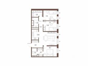 ЖК «Сампсониевский, 32», планировка 3-комнатной квартиры, 84.44 м²
