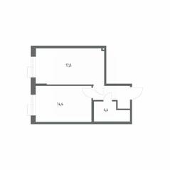ЖК «Парусная 1», планировка 1-комнатной квартиры, 41.10 м²