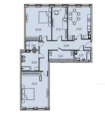 ЖК «Manhattan», планировка 3-комнатной квартиры, 141.10 м²