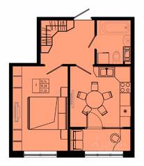 ЖК «Pixel», планировка 1-комнатной квартиры, 37.26 м²