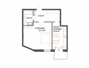 ЖК «СемьА», планировка 1-комнатной квартиры, 48.20 м²
