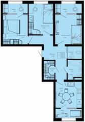 ЖК «Pixel», планировка 3-комнатной квартиры, 79.54 м²