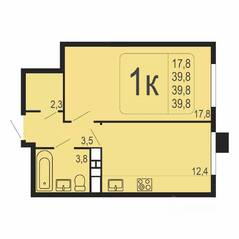 ЖК «Фрунзенский», планировка 1-комнатной квартиры, 39.80 м²