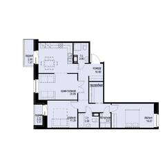 ЖК «iD Svetlanovskiy», планировка 2-комнатной квартиры, 83.65 м²