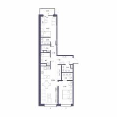 ЖК «Большой 67», планировка 2-комнатной квартиры, 79.20 м²
