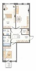 ЖК «Мануфактура James Beck», планировка 2-комнатной квартиры, 75.70 м²