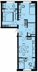 ЖК «Pixel», планировка 2-комнатной квартиры, 62.35 м²