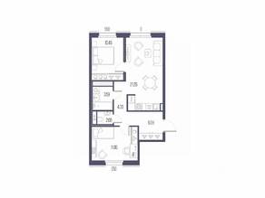ЖК «Сампсониевский, 32», планировка 2-комнатной квартиры, 58.57 м²