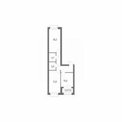 ЖК «Наука», планировка 2-комнатной квартиры, 66.40 м²