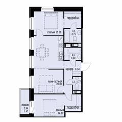 ЖК «iD Svetlanovskiy», планировка 2-комнатной квартиры, 73.00 м²