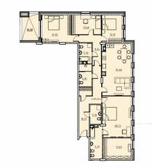 ЖК «Manhattan», планировка 4-комнатной квартиры, 190.30 м²