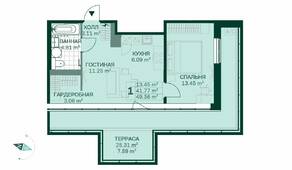 ЖК «Magnifika», планировка 1-комнатной квартиры, 49.00 м²