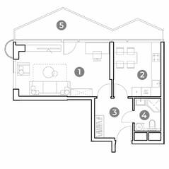 МФК «Nametkin Tower», планировка 1-комнатной квартиры, 52.70 м²