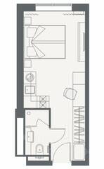 Апарт-комплекс «YE'S Primorsky», планировка студии, 20.82 м²