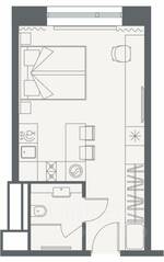 Апарт-комплекс «YE'S Primorsky», планировка 1-комнатной квартиры, 26.57 м²
