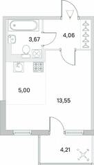 МЖК «Новое Сертолово», планировка студии, 27.54 м²