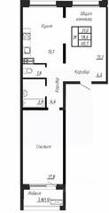 ЖК «Сибирь», планировка 2-комнатной квартиры, 60.50 м²