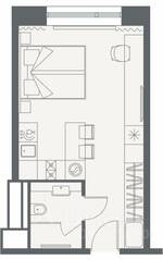 Апарт-комплекс «YE'S Primorsky», планировка 1-комнатной квартиры, 25.66 м²
