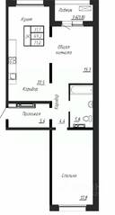ЖК «Сибирь», планировка 2-комнатной квартиры, 71.00 м²