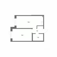 ЖК «Парусная 1», планировка 1-комнатной квартиры, 41.80 м²