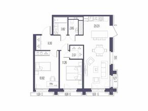 ЖК «Сампсониевский, 32», планировка 2-комнатной квартиры, 73.02 м²