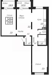 ЖК «Сибирь», планировка 3-комнатной квартиры, 81.90 м²