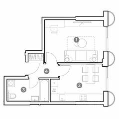 МФК «Nametkin Tower», планировка 1-комнатной квартиры, 37.20 м²
