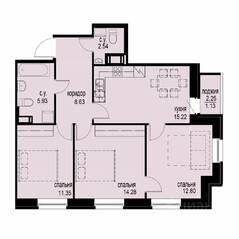 ЖК «iD Svetlanovskiy», планировка 3-комнатной квартиры, 71.68 м²