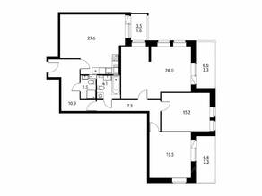 ЖК «Солнечный парк», планировка 3-комнатной квартиры, 119.57 м²