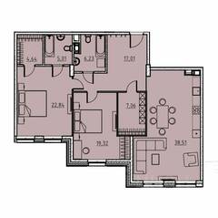 ЖК «Manhattan», планировка 2-комнатной квартиры, 120.50 м²