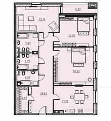 ЖК «Manhattan», планировка 3-комнатной квартиры, 157.70 м²