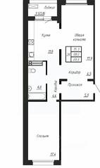 ЖК «Сибирь», планировка 2-комнатной квартиры, 70.00 м²