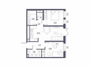 ЖК «Сампсониевский, 32», планировка 2-комнатной квартиры, 58.79 м²