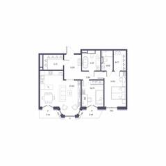ЖК «Большой 67», планировка 2-комнатной квартиры, 85.94 м²