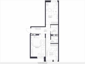 ЖК «Veren Next шуваловский», планировка 3-комнатной квартиры, 64.50 м²