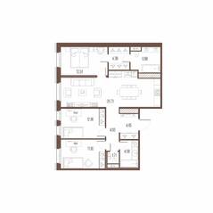 ЖК «Сампсониевский, 32», планировка 3-комнатной квартиры, 93.67 м²